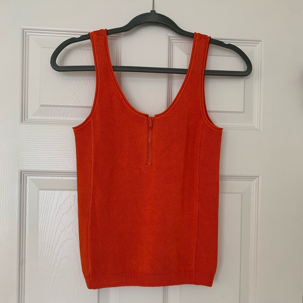7 For all Mankind HIGH SHINE QUARTER ZIP RIBBED TANK IN KOI